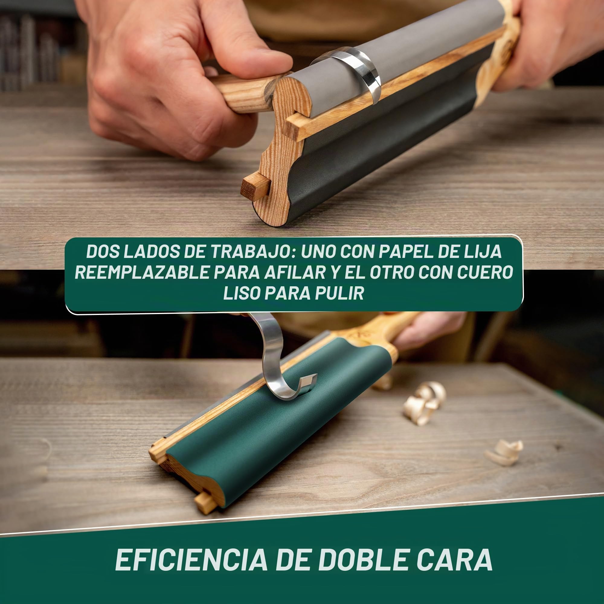 BeaverCraft, Afilador de Gubia para Tallar Madera LS5P1 con Compuesto de Pulido - Gubia para Tallar Madera - Herramientas de Afilado de Cuchillo de Gancho - Kit de Afilado de Cuero para Herramientas