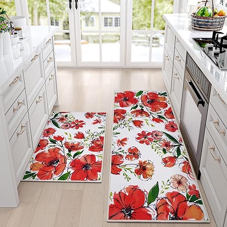 ASPMIZ Floral Kitchen Rugs: Vibrant Elegance for Your Kitchen