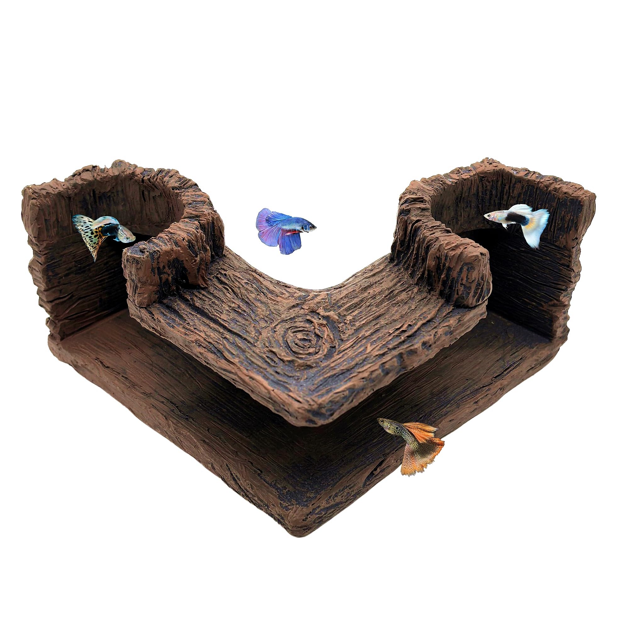 M2cbridge Tree Trunk Aquarium Cave Betta Tunnel Driftwood Corners Shrimp House Hideout For Cichlid Breeding(Tree Trunk)