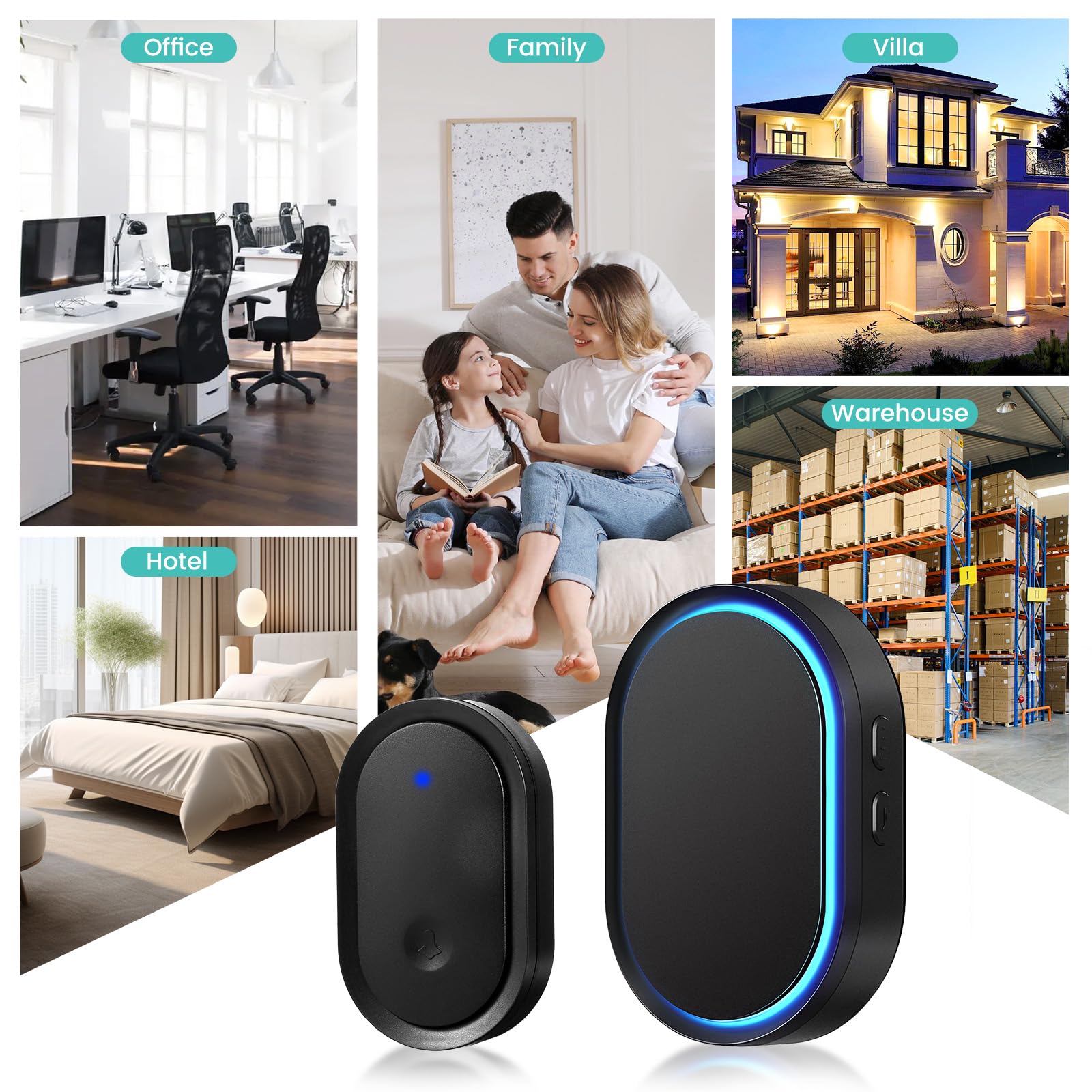 Blendura Campanello Senza Fili da Esterno, Citofono Senza Fili da Esterno Portata 300M, 60 Suonerie, Campanello Wireless da Esterno Impermeabile IP55, 1 Trasmettitore e 1 Ricevitore