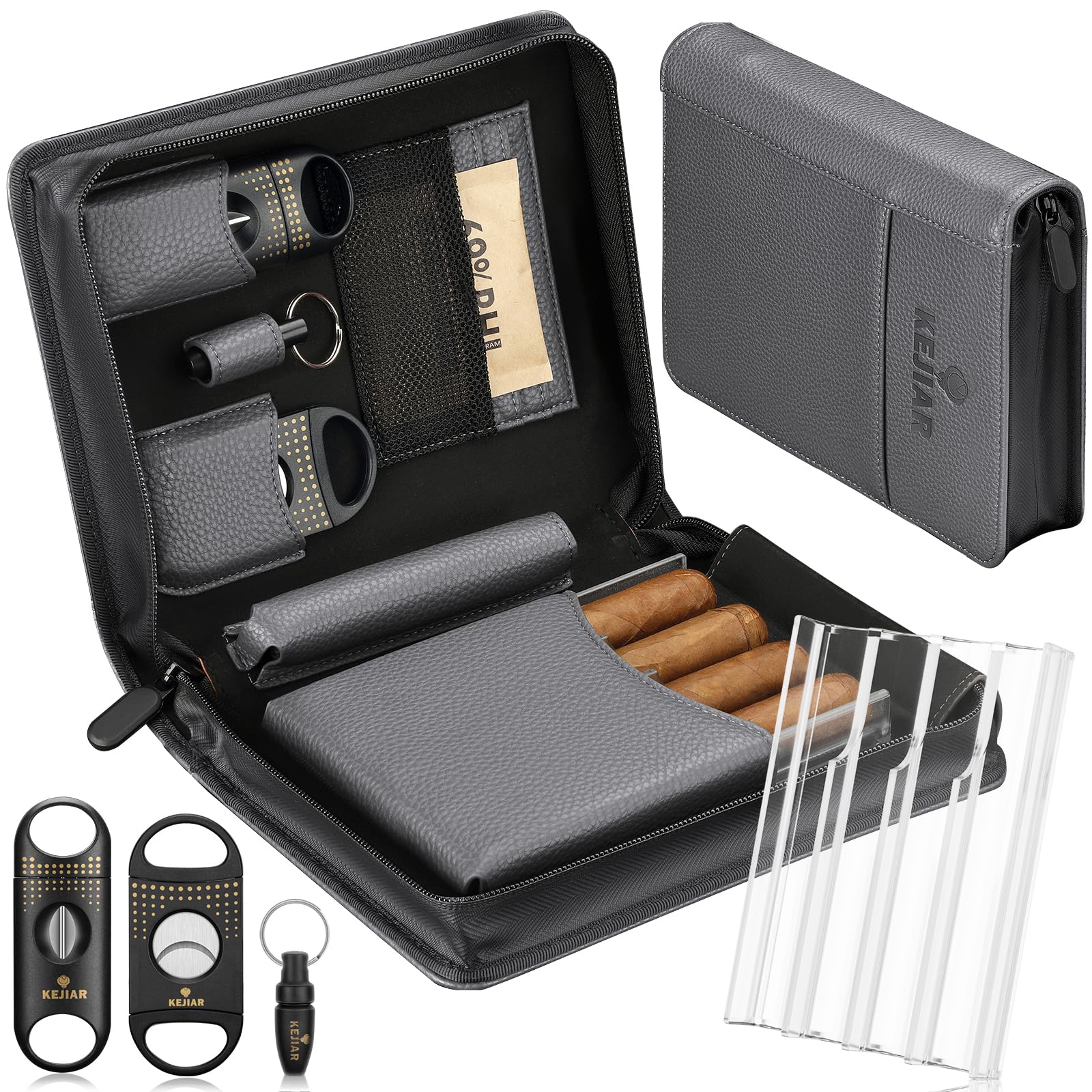 KEJIAR Leather Cigar Case Travel Humidor Box Set Includes - tobacco related products | Mubboo