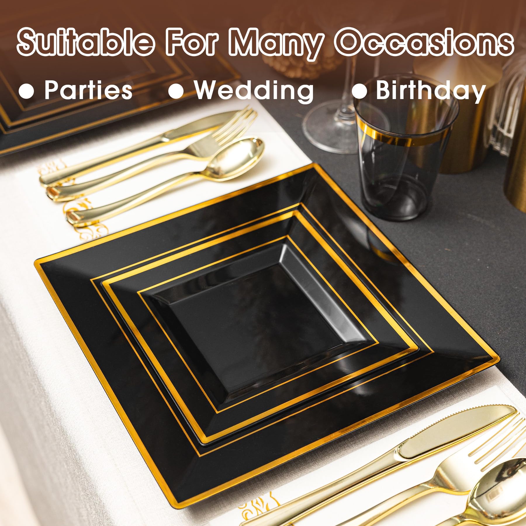 Black & Gold Disposable Plates - 350 Pack -7