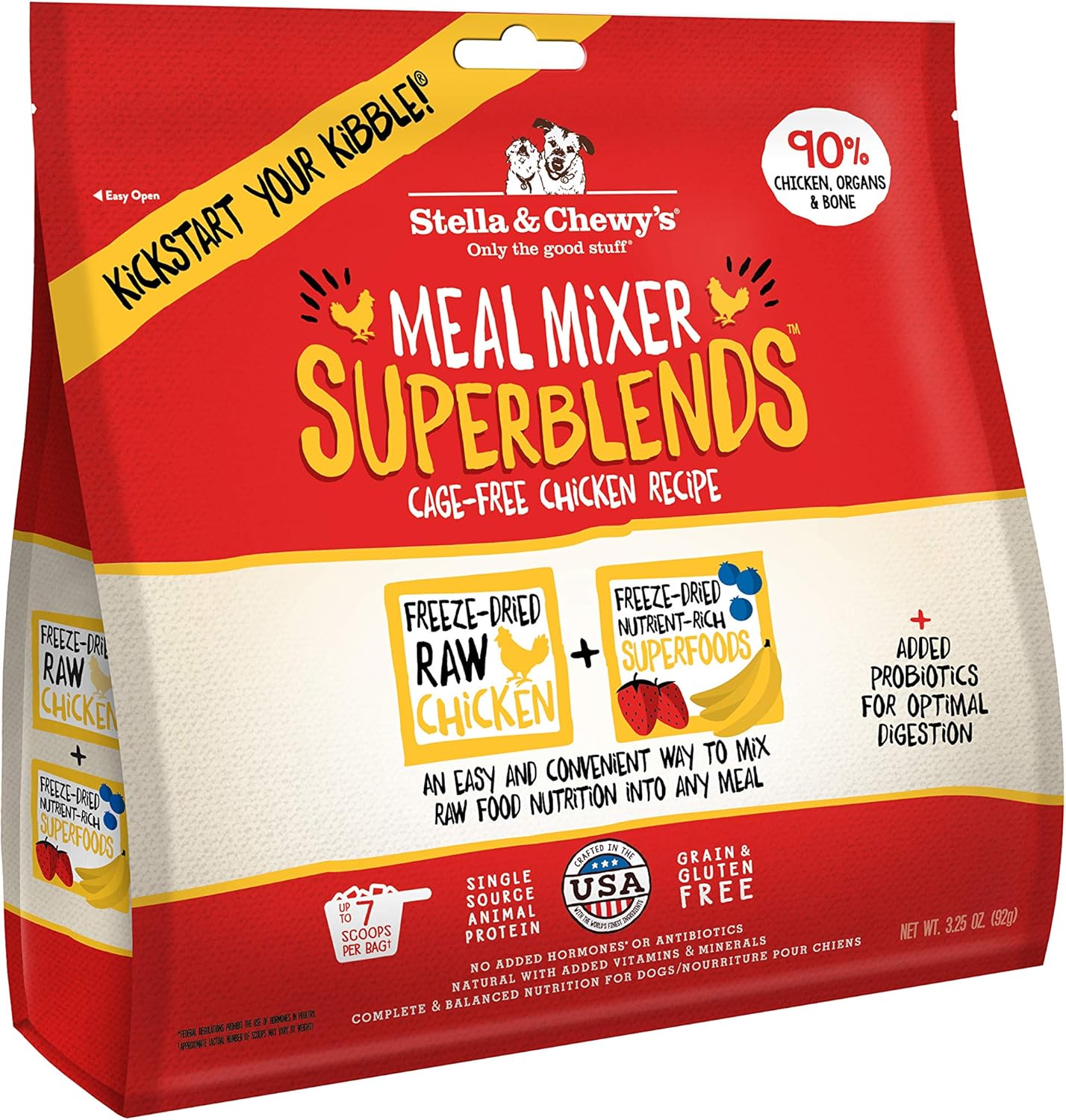 Stella & Chewy’s Freeze Dried Uncooked Cage-Free Hen Meal Mixers – SuperBlends Canine Meals Topper – Grain Free, Protein Wealthy Recipe – 3.25 oz Bag