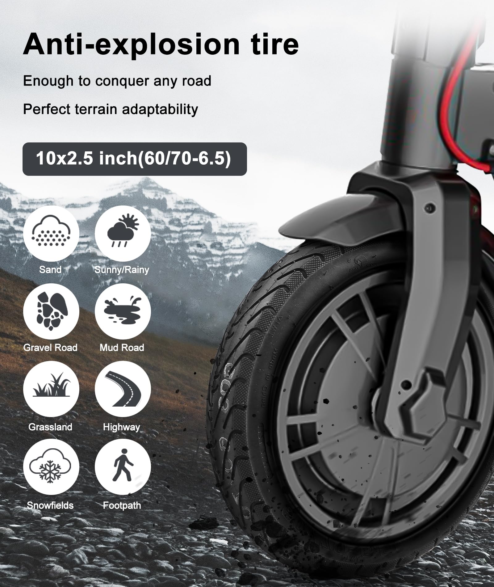 Pneu Scooter Électrique 200x50 Avec Chambre à Air - Pneu Gonflable Caoutchouc Épais Pièce Rechange