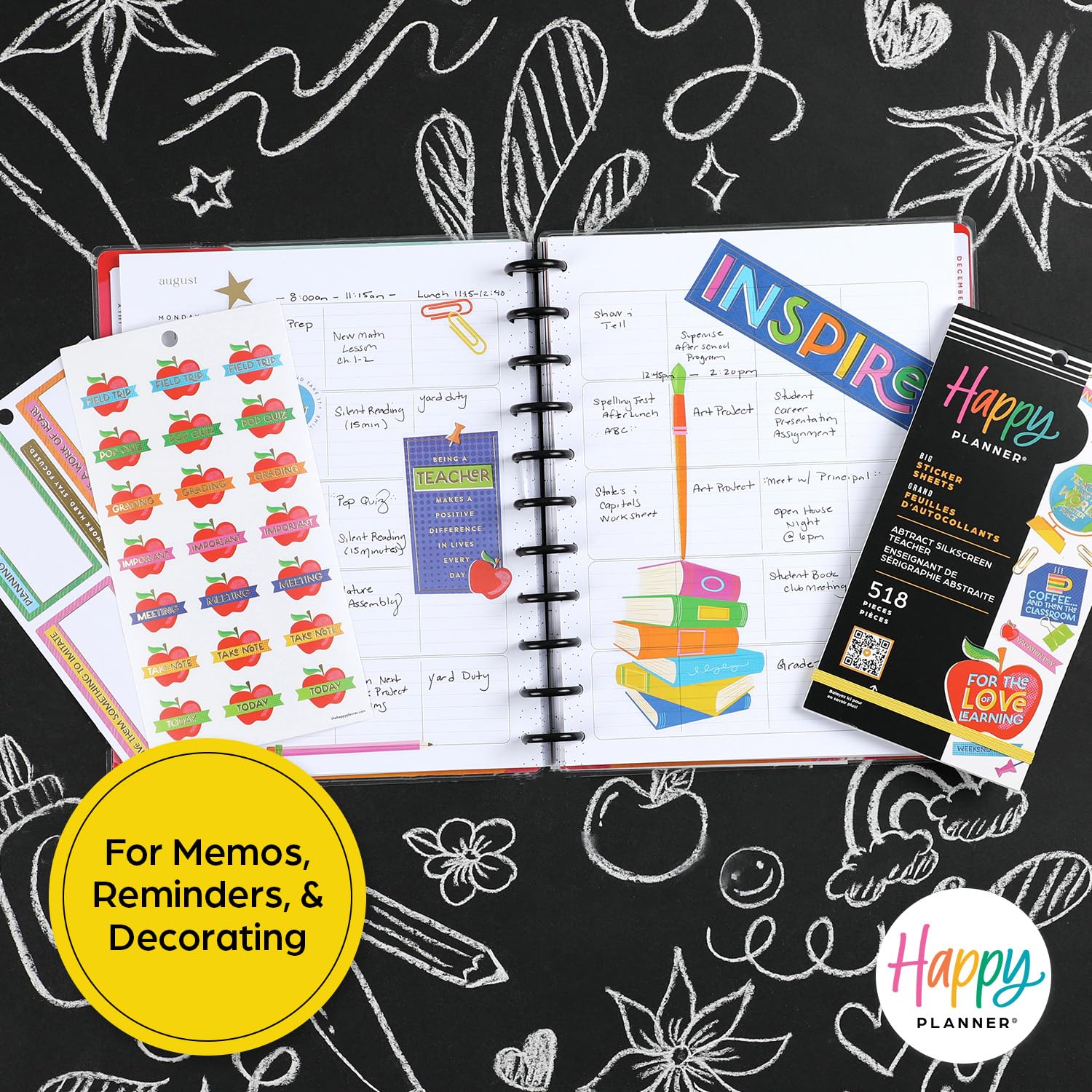 Happy Planner Stickers Set for Teachers Planners and Projects, Multicolor Stickers, Large Size - Image 4