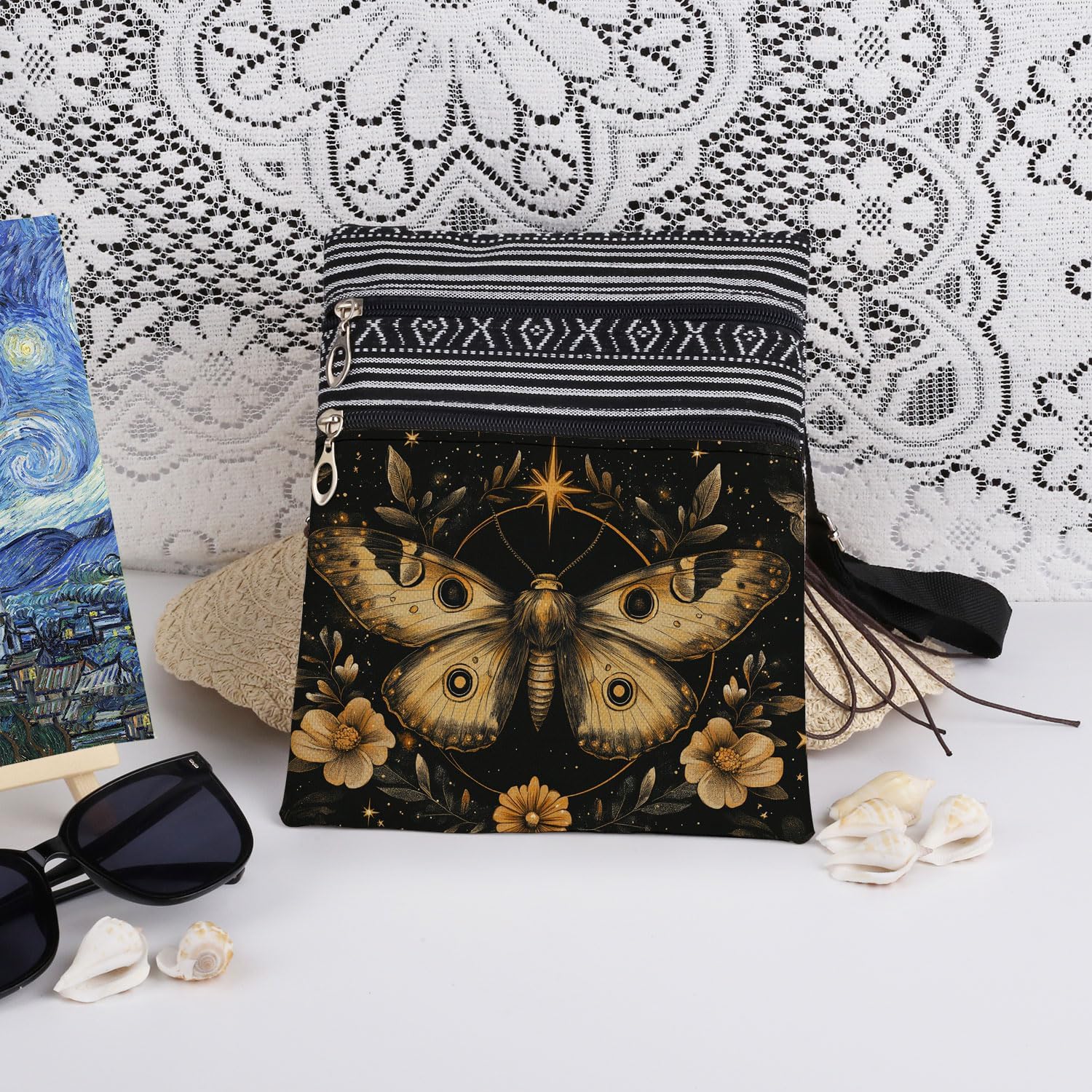 Moon Moth Women Crossbody Bag Nature Lovers Moth Purse image 3