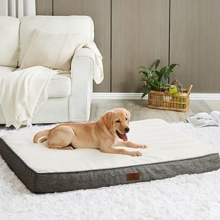 Large Dog Beds for Large Dogs, Orthopedic Dog Bed for Medium, Large, Extra Large Dogs, Waterproof Dog Bed with Removable Washable Cover, Egg Crate Foam Pet Bed Mat. (36 x 27 Inch, Grey)