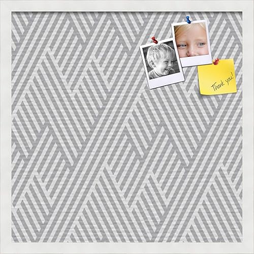 Miniatura 9 de Tablero de anuncios de corcho de 20 x 20 pulgadas. Este tablero decorativo enmarcado viene con diseño BAUS azul beige y marco blanco satinado. Ideal