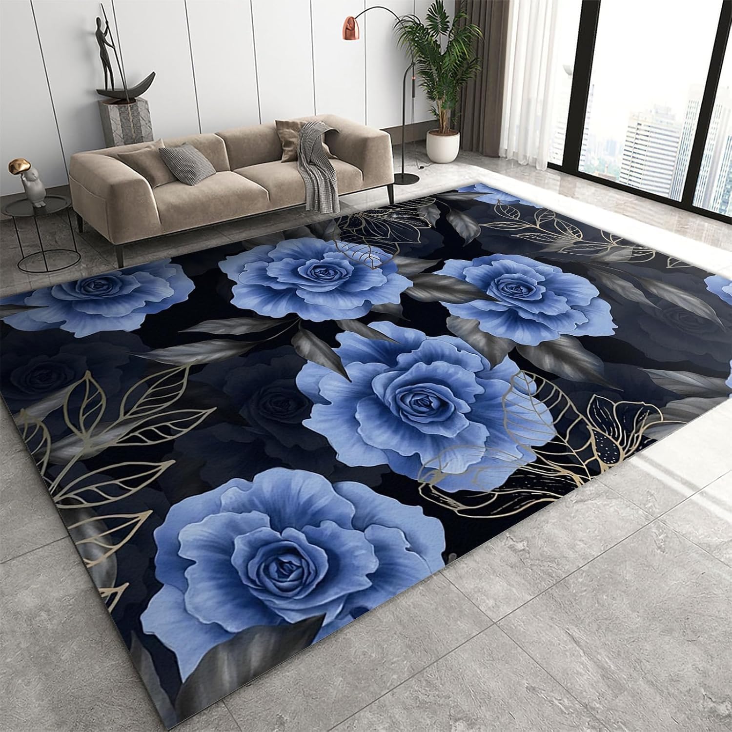 Tapis restaurant imprimé 3D rose 100x150 cm - tapis de sol doux lavable