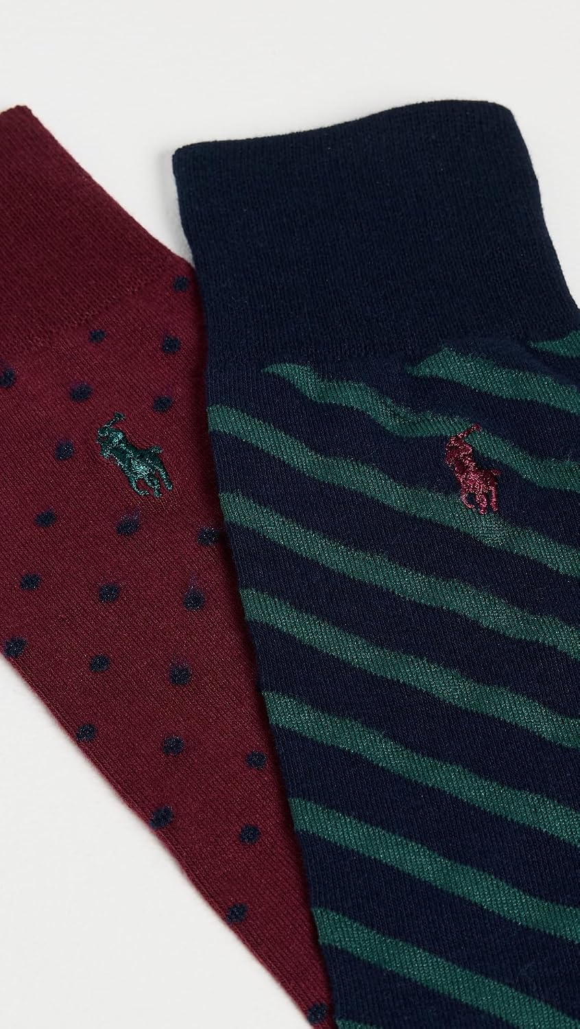 POLO RALPH LAUREN Men's Dot Stripe Socks 2 Pack
