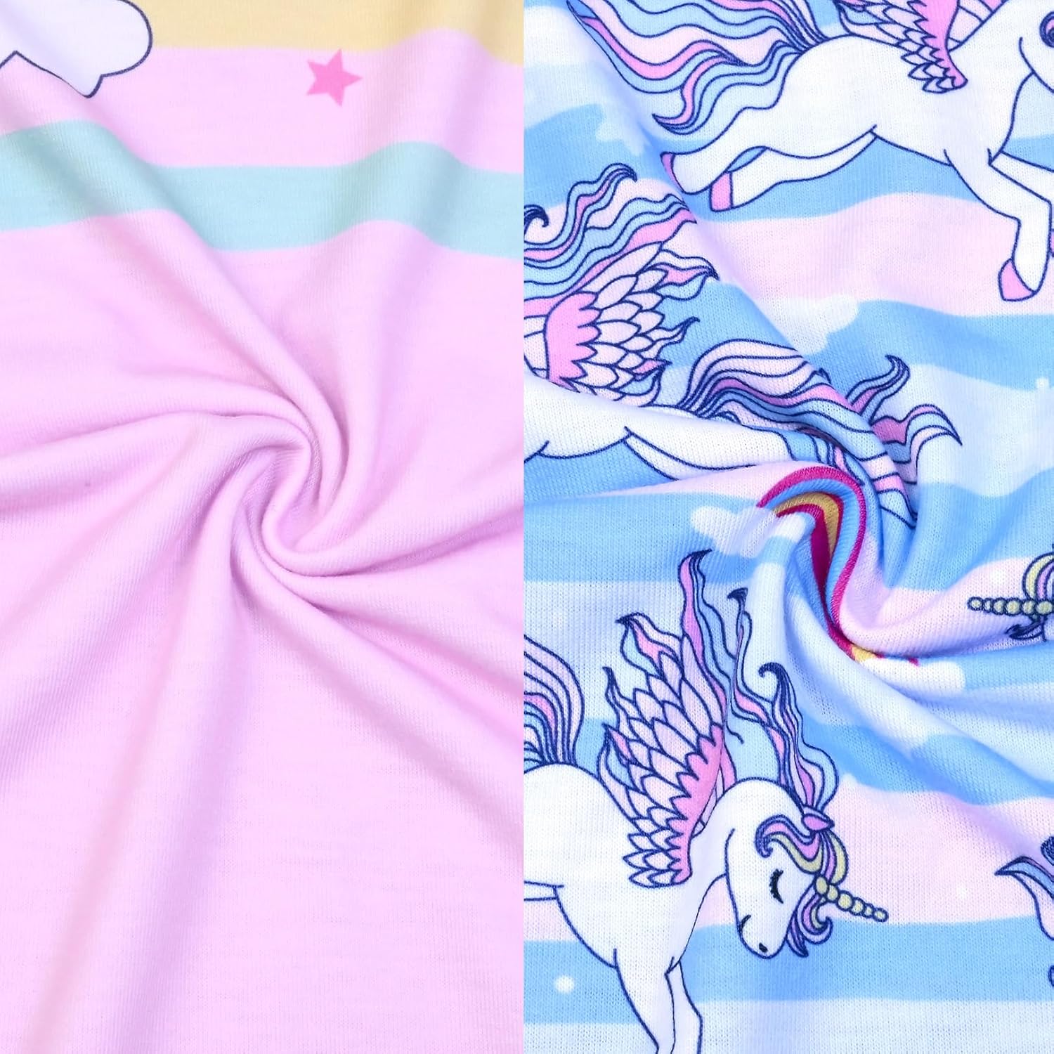 QPANCY 2-Pack Girls Nightgown Flutter Sleeves Pajamas Princess Night Dresses Cotton Sleepwear