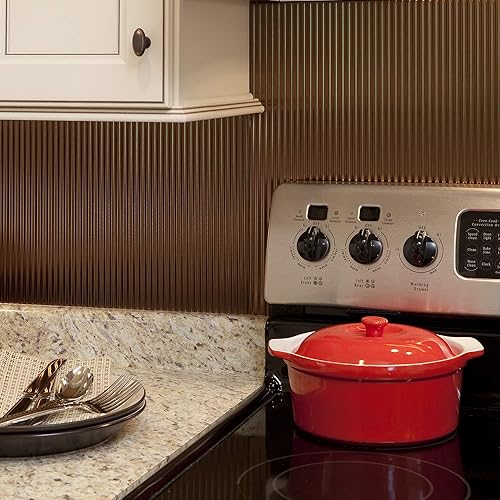 Miniatura 47 de FASÄDE Panel decorativo para salpicaduras de vinilo acanalado en bronce bermudas (muestra de 6 x 6 pulgadas) Bronce (Bermuda Bronze),Bronce