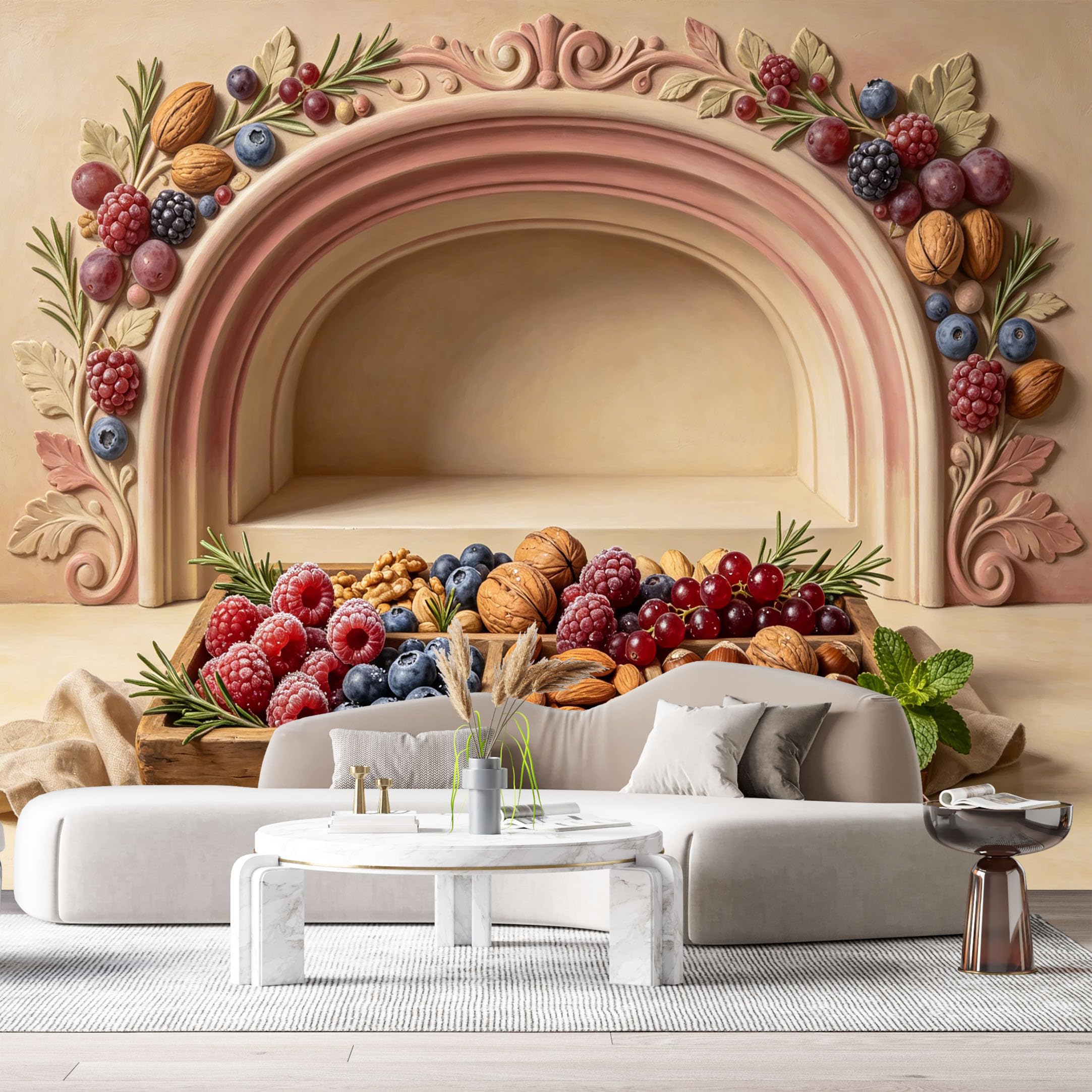 Custom Size Wall Murals Fruit Nut Still Life 3D Trompe L'Oeil SelfAdhesiveWall Fabric Removable Wallpaper Wall Decor for Living Room Bedroom Bathroom