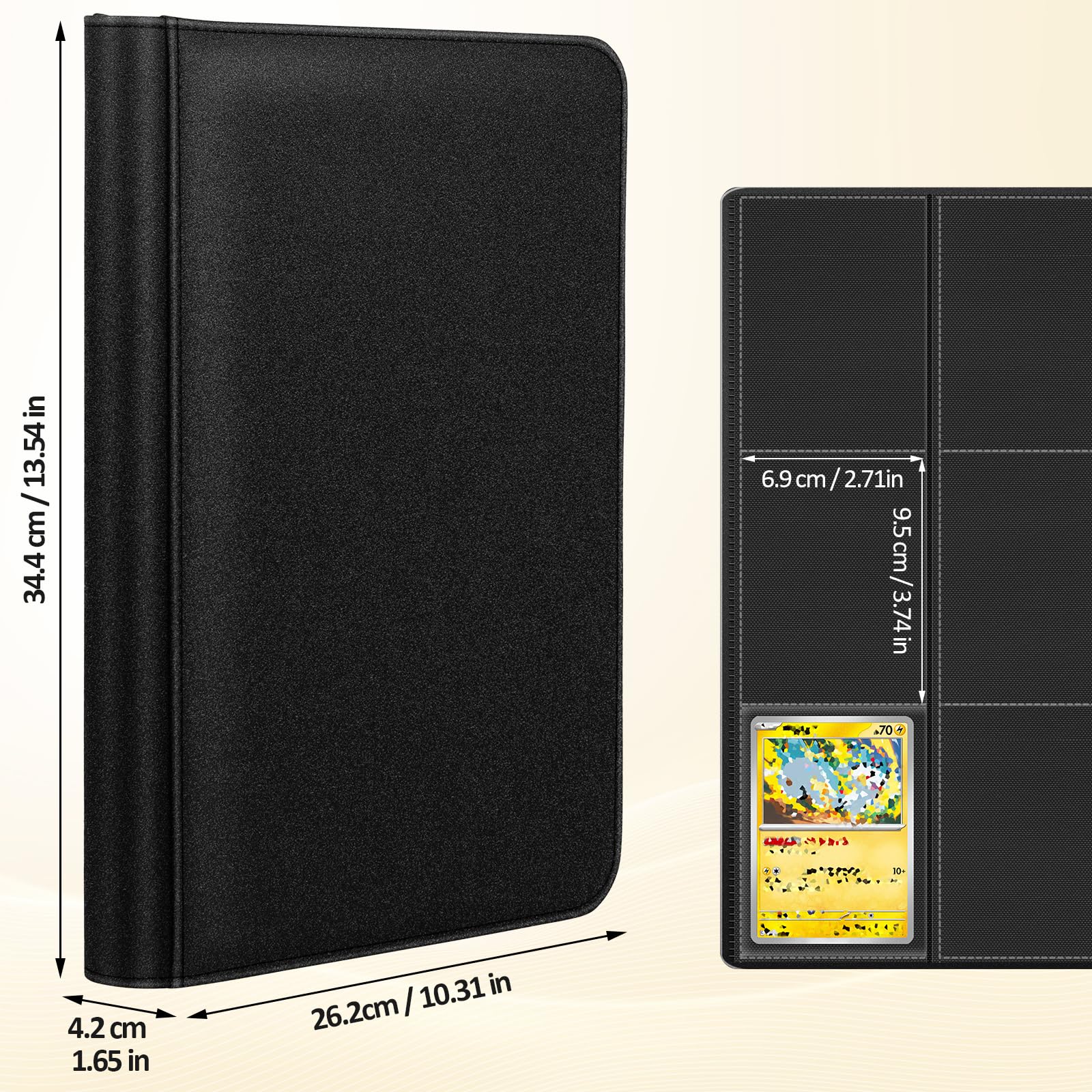 Euqvunn Raccoglitore Carte con Cerniera, 24 Fogli 432 Tasche Album Carte Collezionabili con 2 Pagine in Evidenza, Side-loading Card Binder per TCG, MTG, Yu-Gi-Oh, Sports Cards (nero)