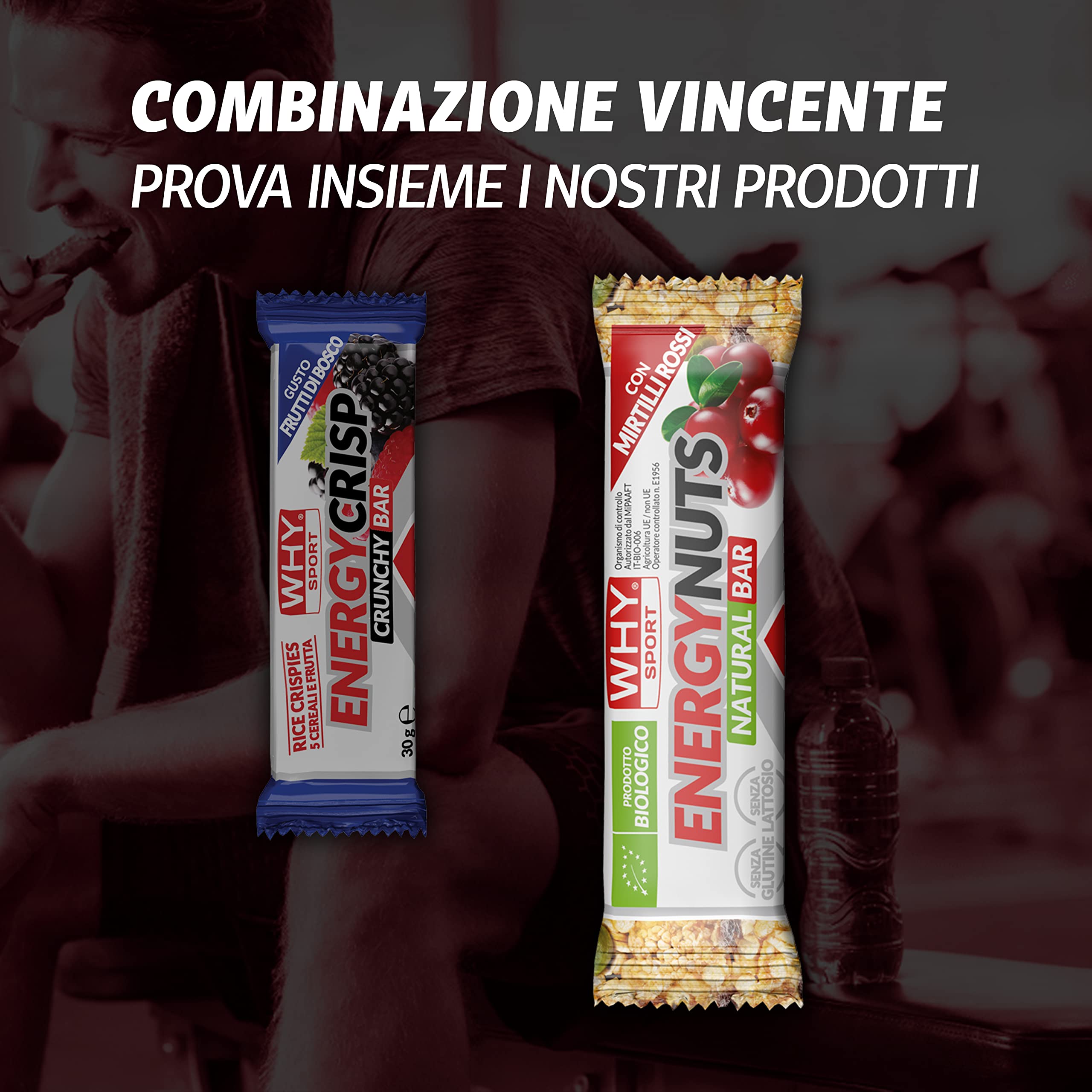 WHY SPORT ENERGY CRISP - Barrette Energetiche alla Frutta - Gusto Frutti di Bosco - Box da 24 Barrette - 30 gr