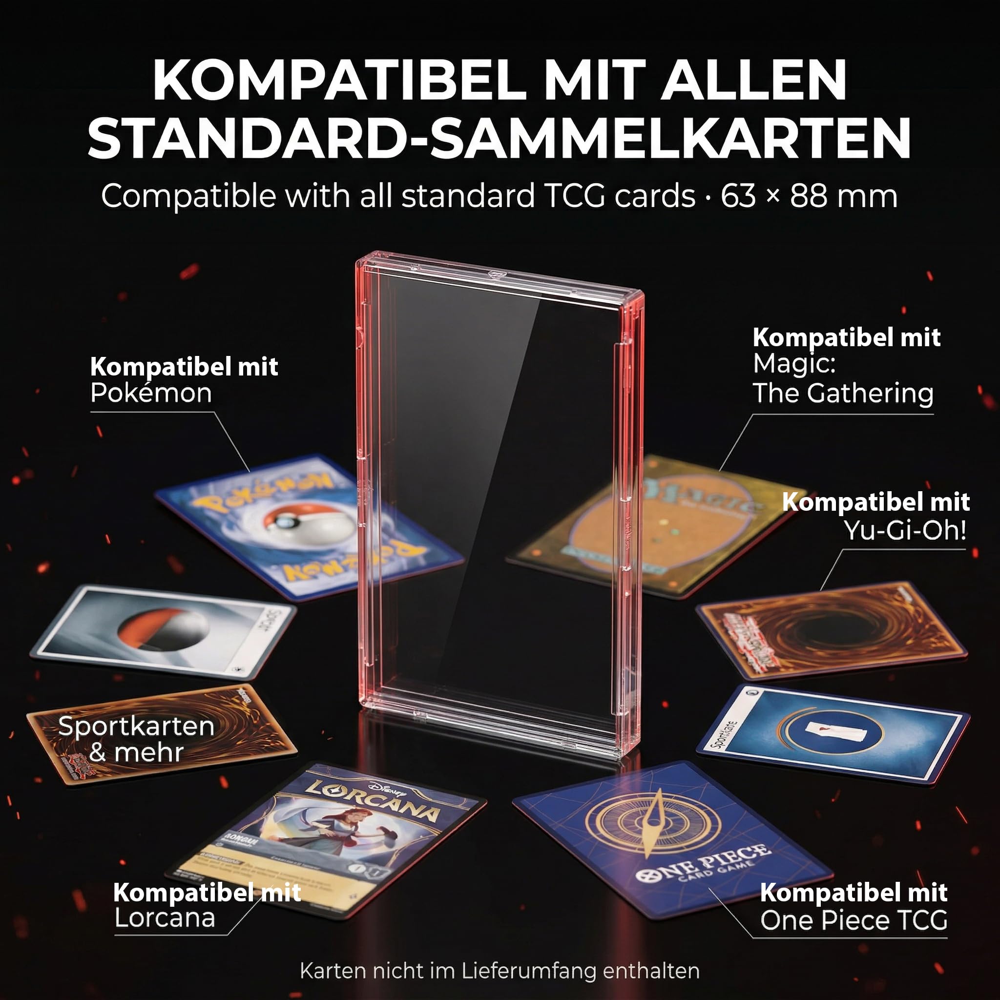 Snap Cases für Sammelkarten – Toploader Cases Set transparente Kartenhülle für Standard TCG Karten – kompatibel mit Pokémon, MTG, Yu-Gi-Oh!, Sportkarten (50er Set)