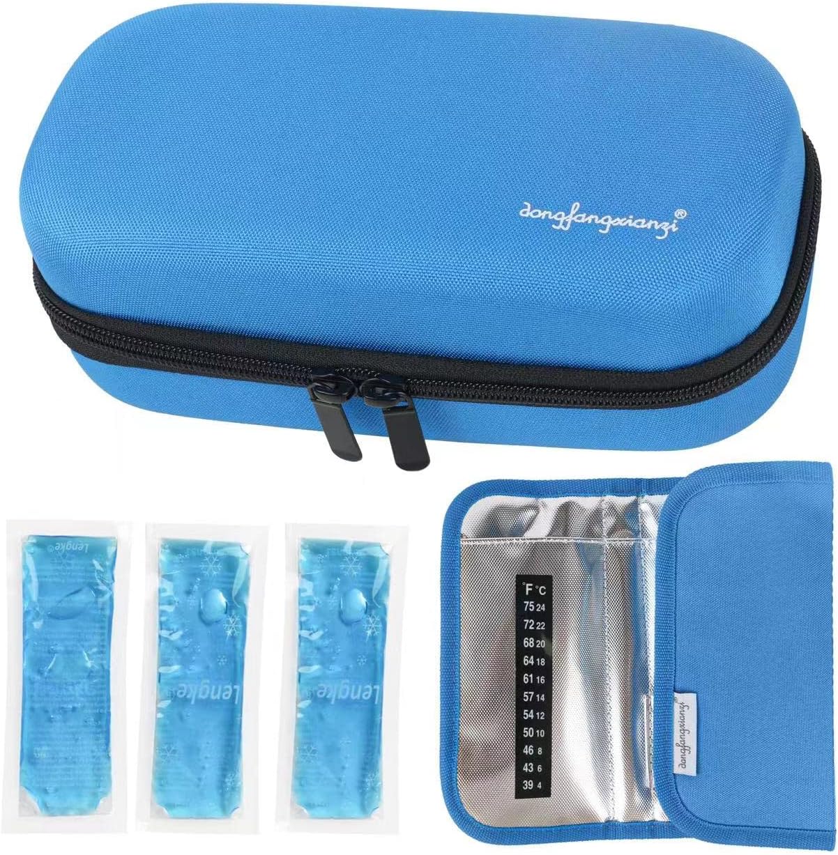 Jasilon Portable Insulin Cooler Travel Case,Insulated Diabetic Bag with 3 Ice Packs