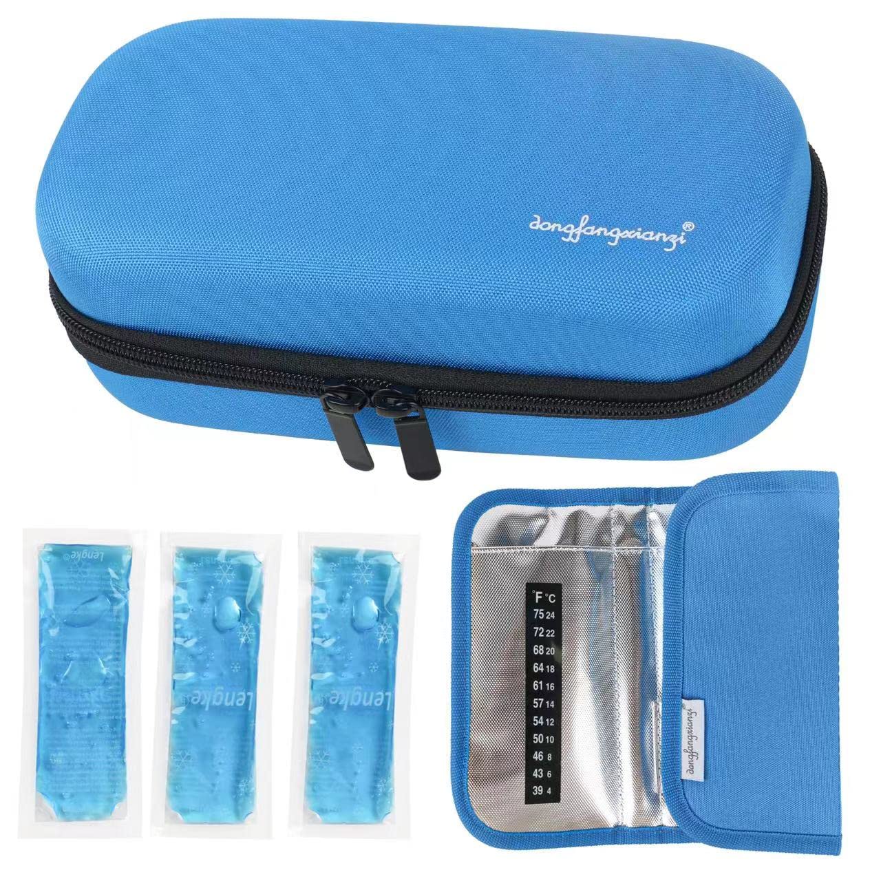 Photo 1 of Portable Insulin Cooler Travel Case,Insulated Diabetic Bag with 3 Ice Packs for 8-10 h Cooling Time,Portable Insulin Medication Cooler Bag for Insulin Pens and Blood Glucose Monitor Supplies