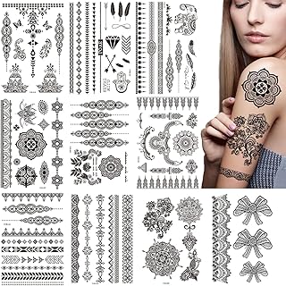10 Sheets Black Henna Style Temporary Stickers