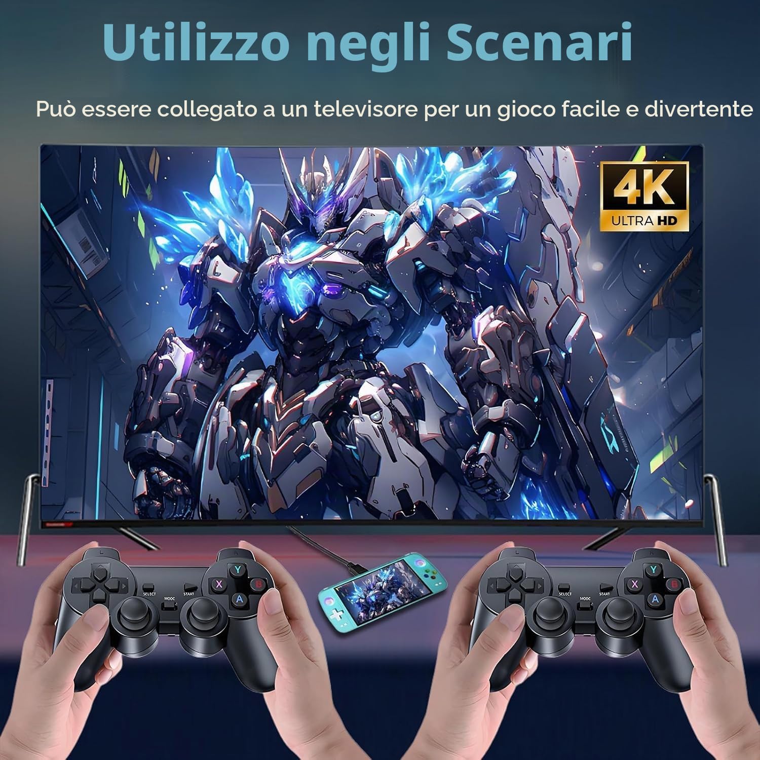 Nuova console di gioco portatile M27, 128 GB di memoria interna con 30.000 giochi, sistema Linux, schermo IPS da 7 pollici, console portatile mini arcade tascabile, uscita HD (verde, 128 g)