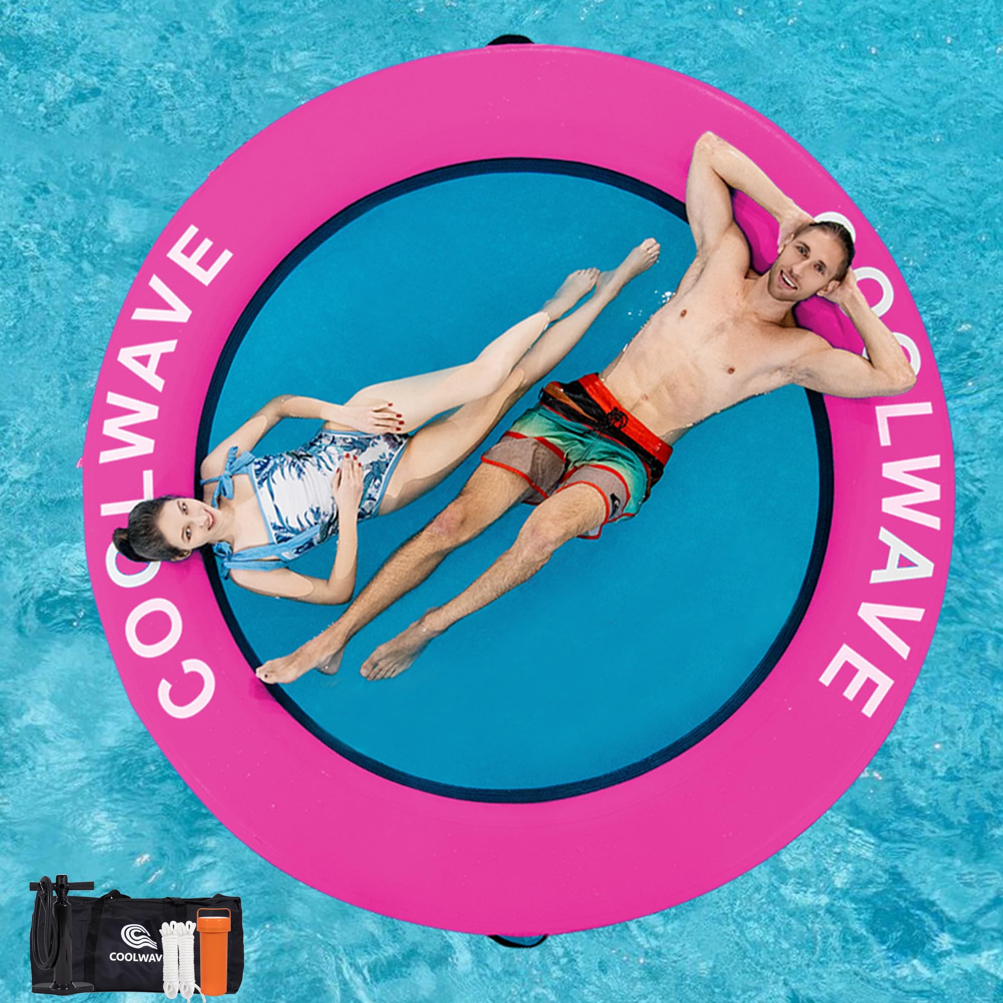 COOLWAVE Inflatable Water Hammock Floating Dock, Inflatable Raft for Family and Friends, Float Ring for Parties, Fits Multiple People, 6 FT/8FT/10FT