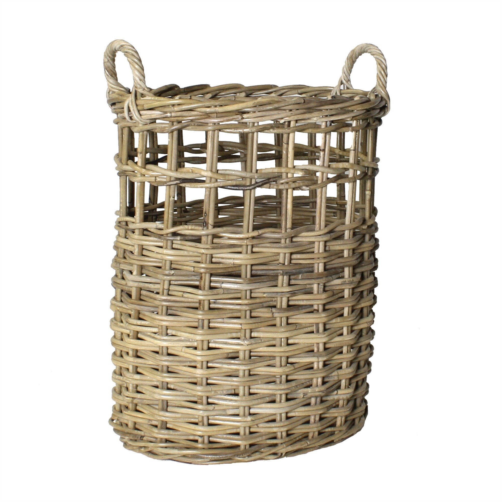 MY SWANKY HOME Elegant Rattan Lattice Tall Oval Basket Set | Umbrella Hamper Storage