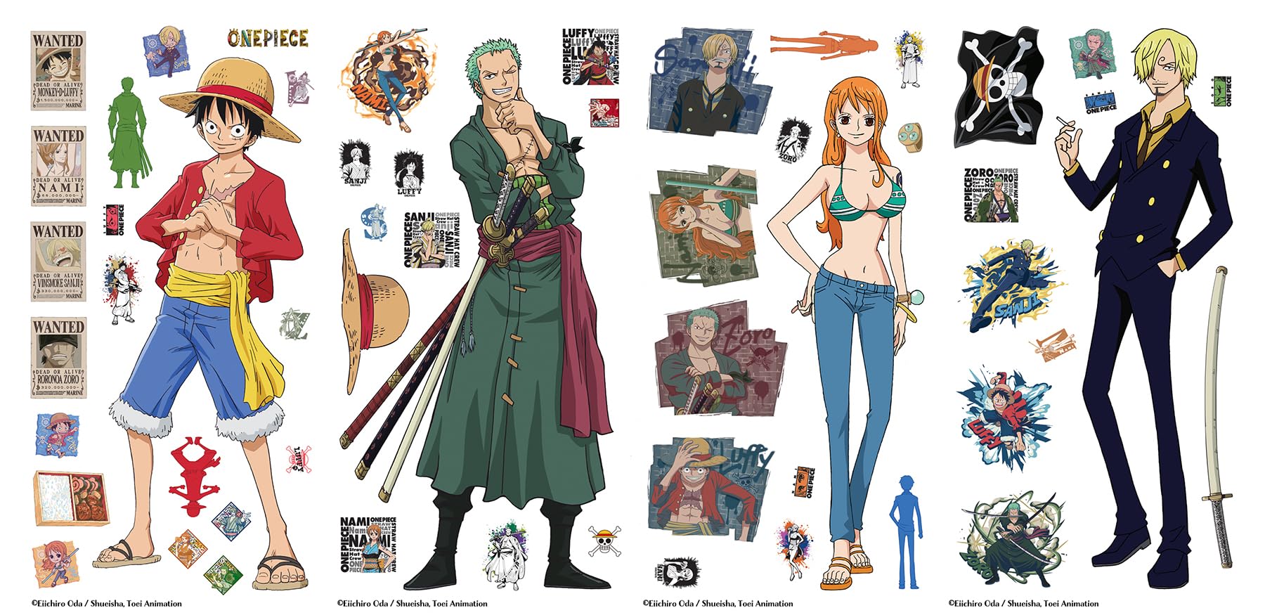 RoomMates One Piece Anime Straw Hat Crew Peel and Stick Wall