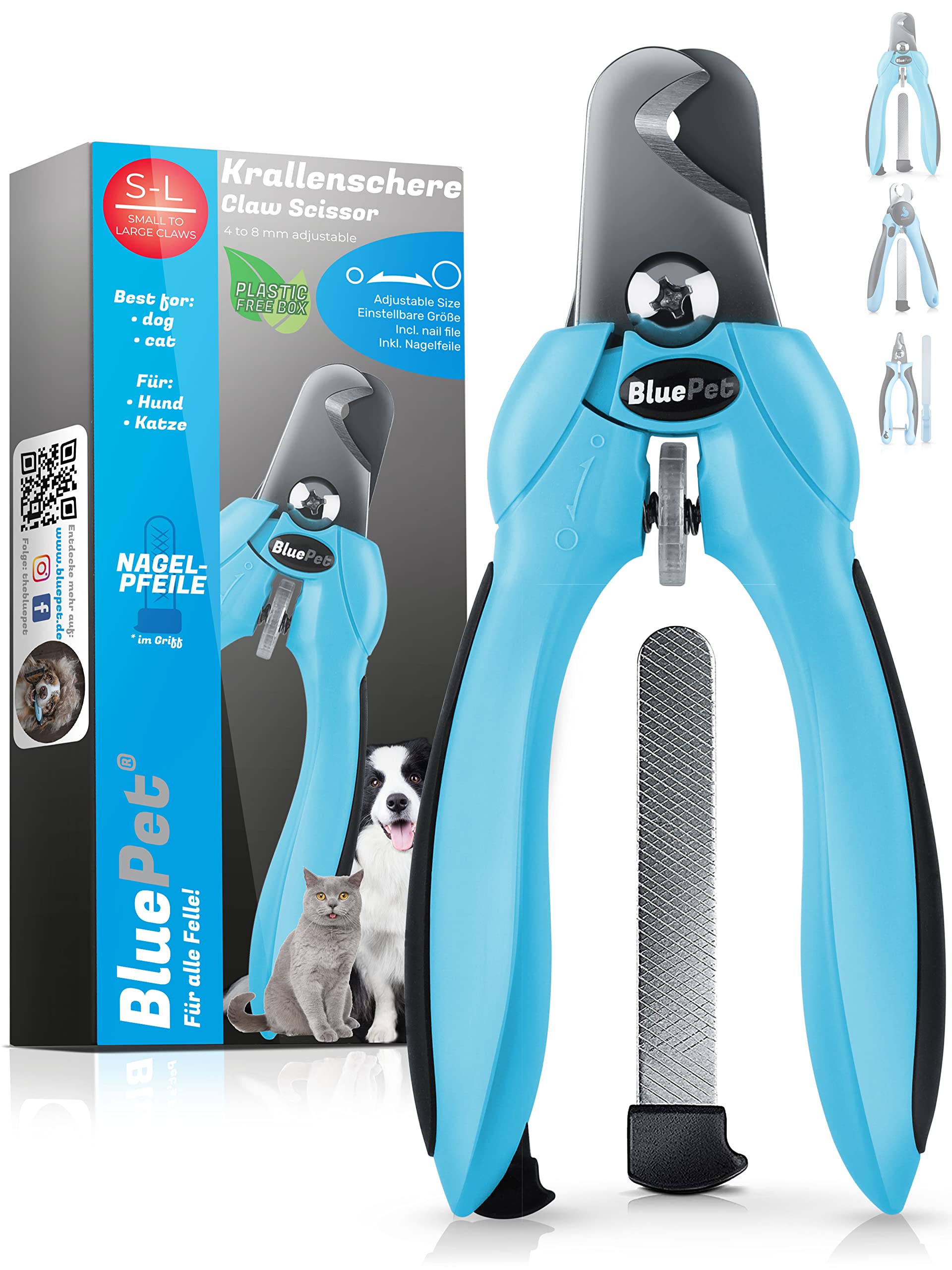 BluePet® Cortauñas profesional para perros, gatos y otras mascotas | Variantes para cada animal | Tijeras de uñas | Cortaúñas perro | Tijeras para garras | Fácil y seguro de usar en casa