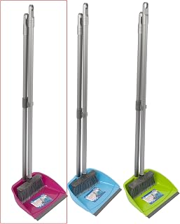 Reinigungsset Kehrset Schaufel Kehrblech Kehrschaufel Kehrgarnitur Kehrbesen Besen Feger Langer Stiel (Modell 2 lila)