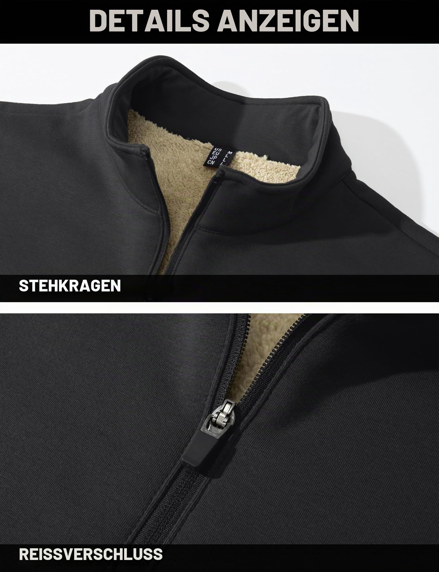 TACVASEN Herren 1/4 Zip Fleece Pullover Warm Gefüttert Sweatshirt Männer Langarm Sweater Winter Schwergewicht Pulli