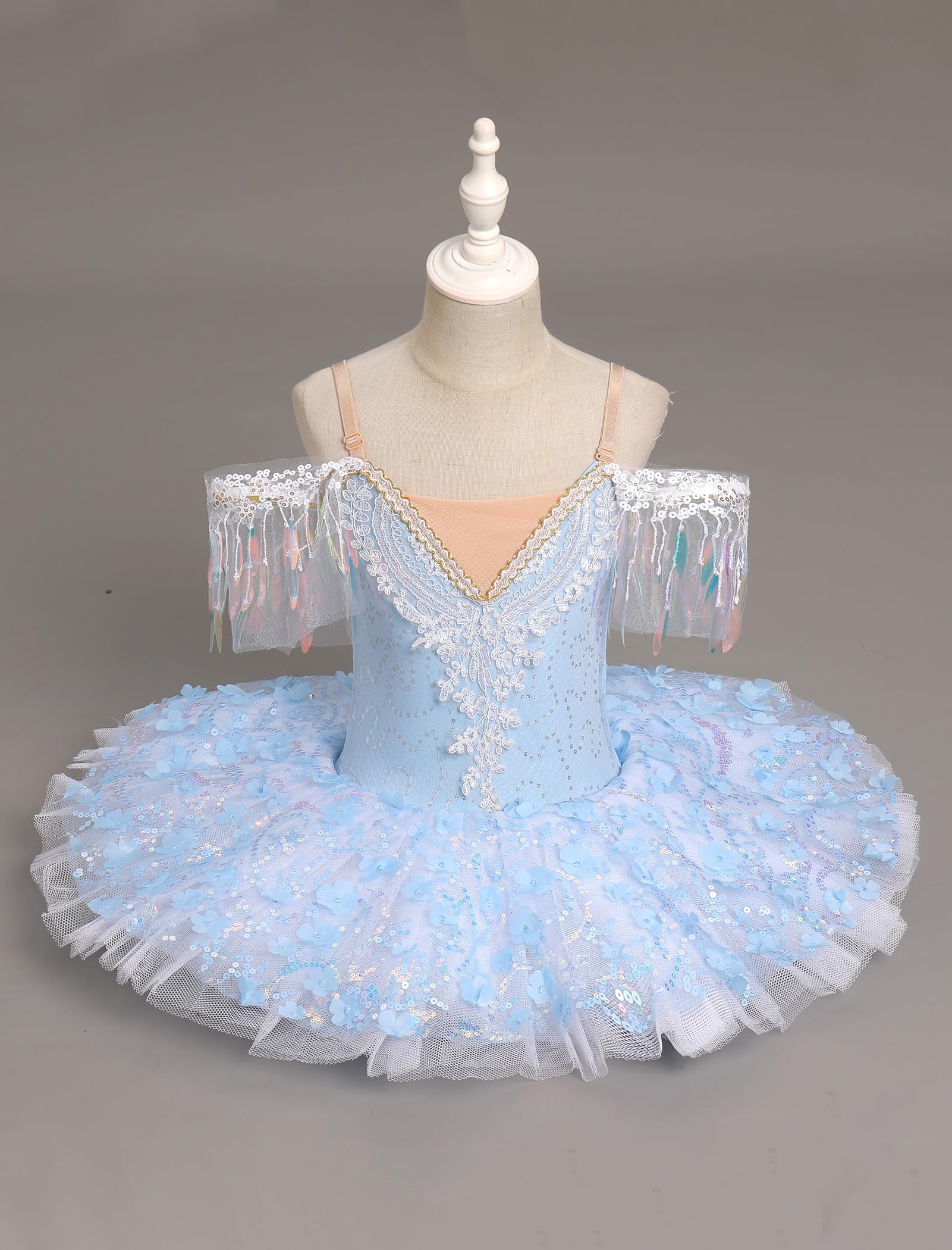 Vêtements de ballet filles 3-14 ans pour la danse : tulle à paillettes robe de ballet avec bretelles réglables - robe de danse pour enfants pour ballet, patinage artistique
