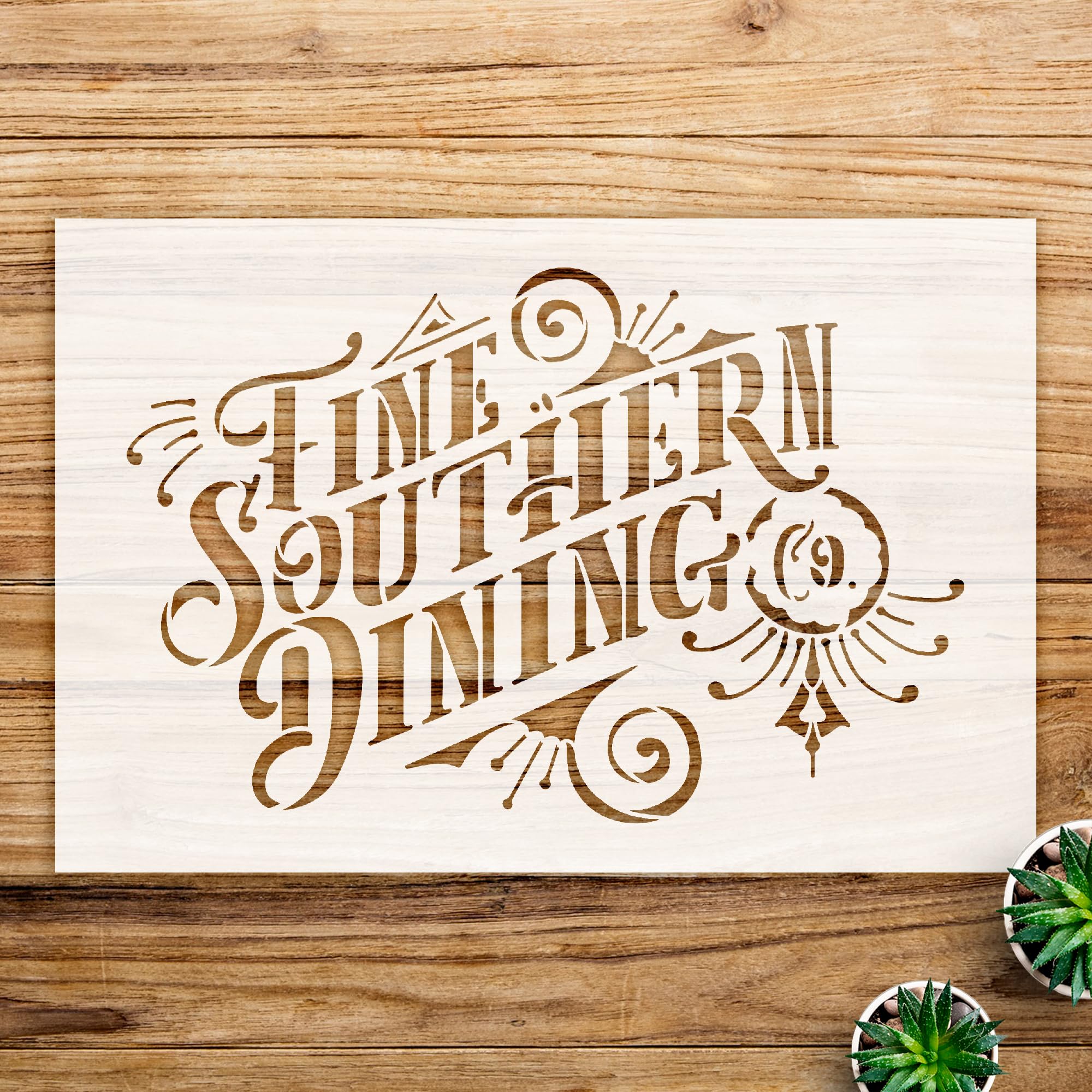 Southern Dining Stencil Pattern for Wood Signs and Home Decor, Reusable Mylar Template - Size A4 (11.0