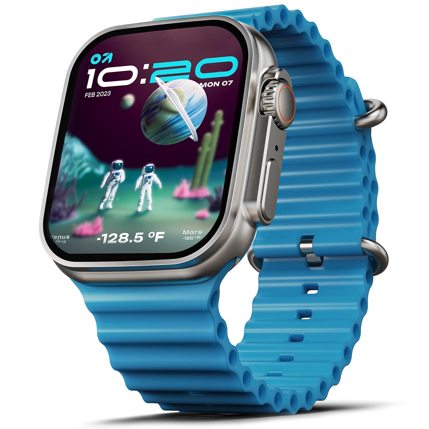 GOBOULT Newly Launched Crown Smart Watch 1.95” Screen, BT Calling, Working Crown, Zinc Alloy Frame, 900 Nits Brightness, AI Voice Assistant, SpO2 Monitoring, 120+ Sports Mode (Denim Blue)