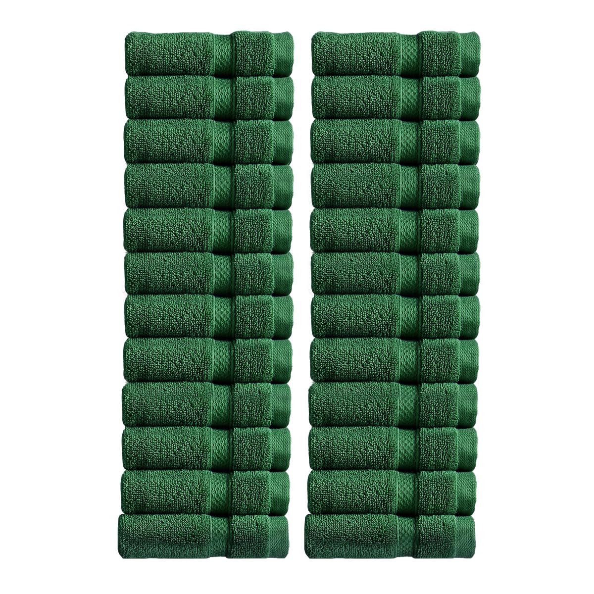Christy Chroma Face Cloths Set | Pack of 24 | Soft Velvety Smooth Bathroom Flannels | Bold and Bright | Face and Body Wash Cloths | 100% Cotton | Forest Green — image 1