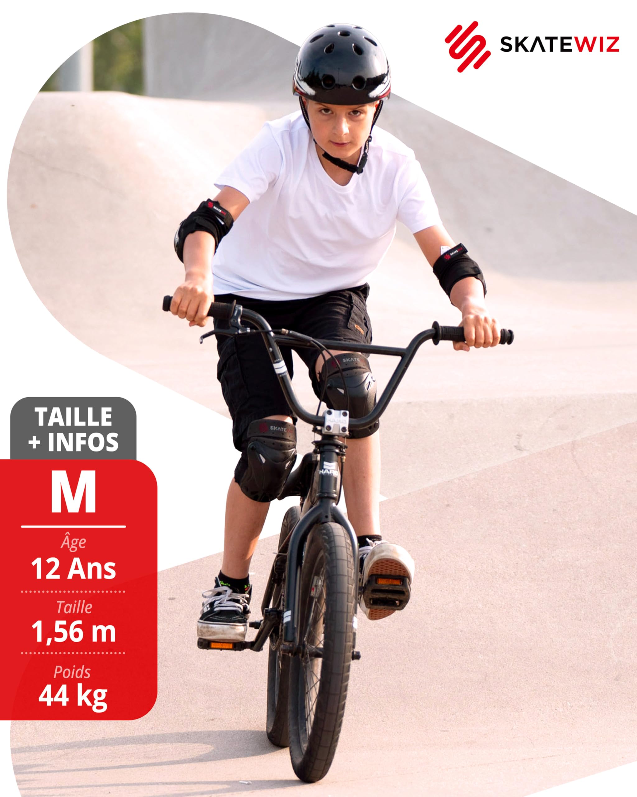 SKATEWIZ Sets de Protection Roller Enfant & Adulte - Protect-1 Protection Skateboard - Protege Genoux Skate Adulte Enfants et Adultes - Overboard, BMX