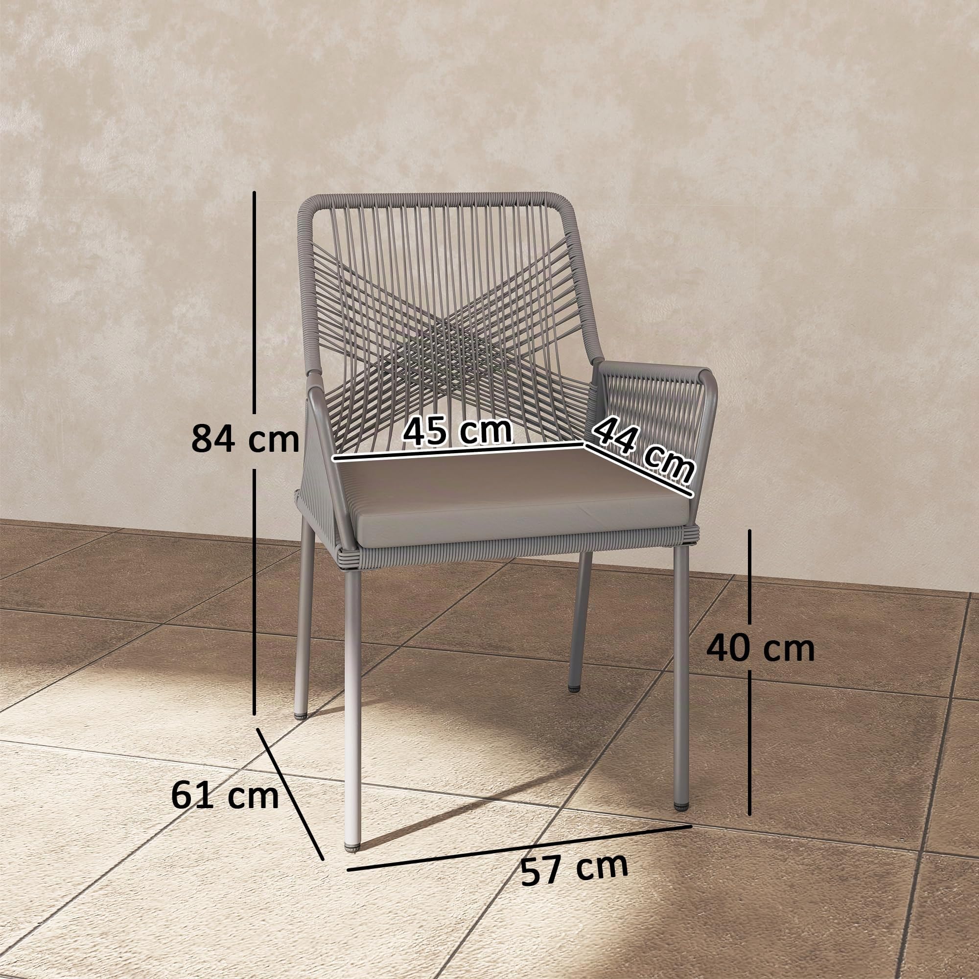 Outsunny Gartenstuhl Armlehne Abnehmbare Rückenlehne 2er Set Dunkelgrau