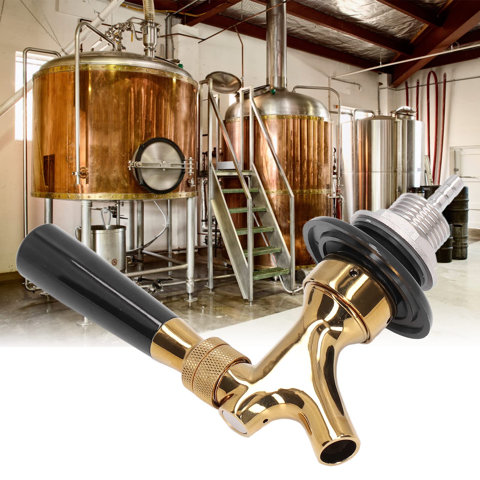 Grifo de latón y acero inoxidable, dispensador de barril de 9/12 mm, llave de repuesto para elaboración casera, acabado dorado, perfecto para los amantes de la cerveza