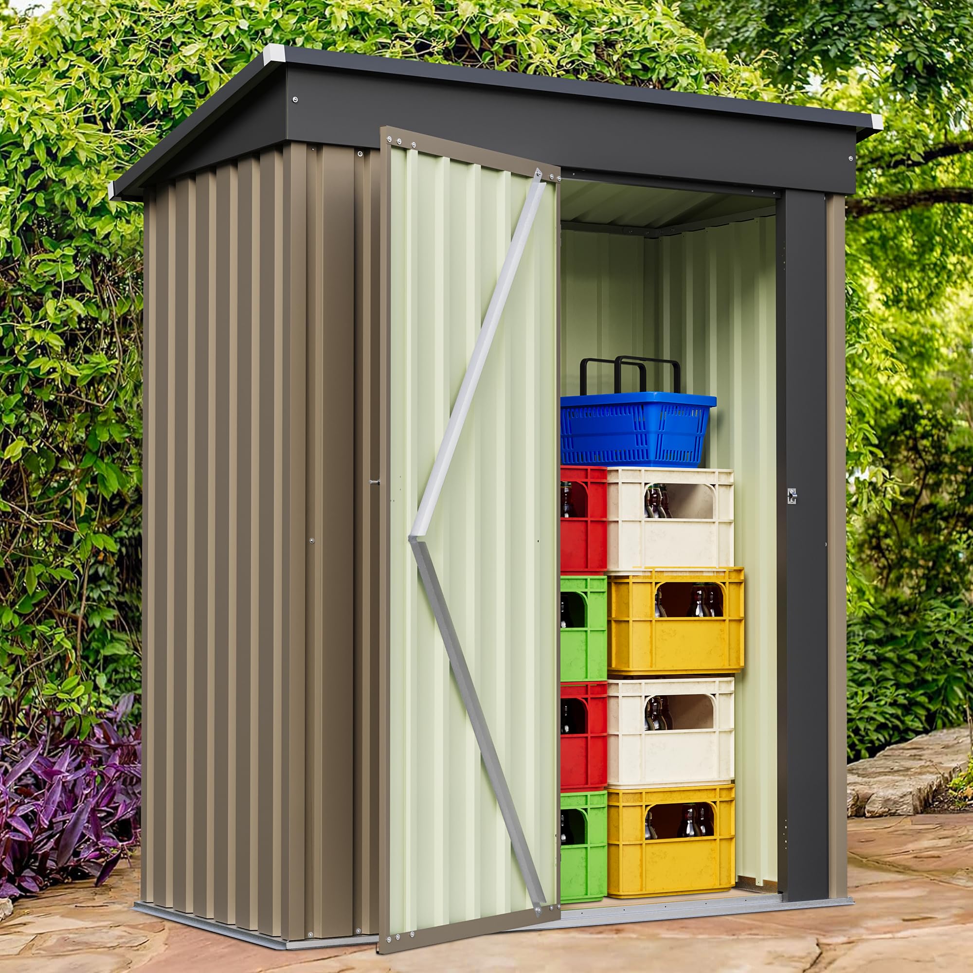 Amazon.com : Furniwell 5x3 FT Outdoor Storage Shed, Metal Garden