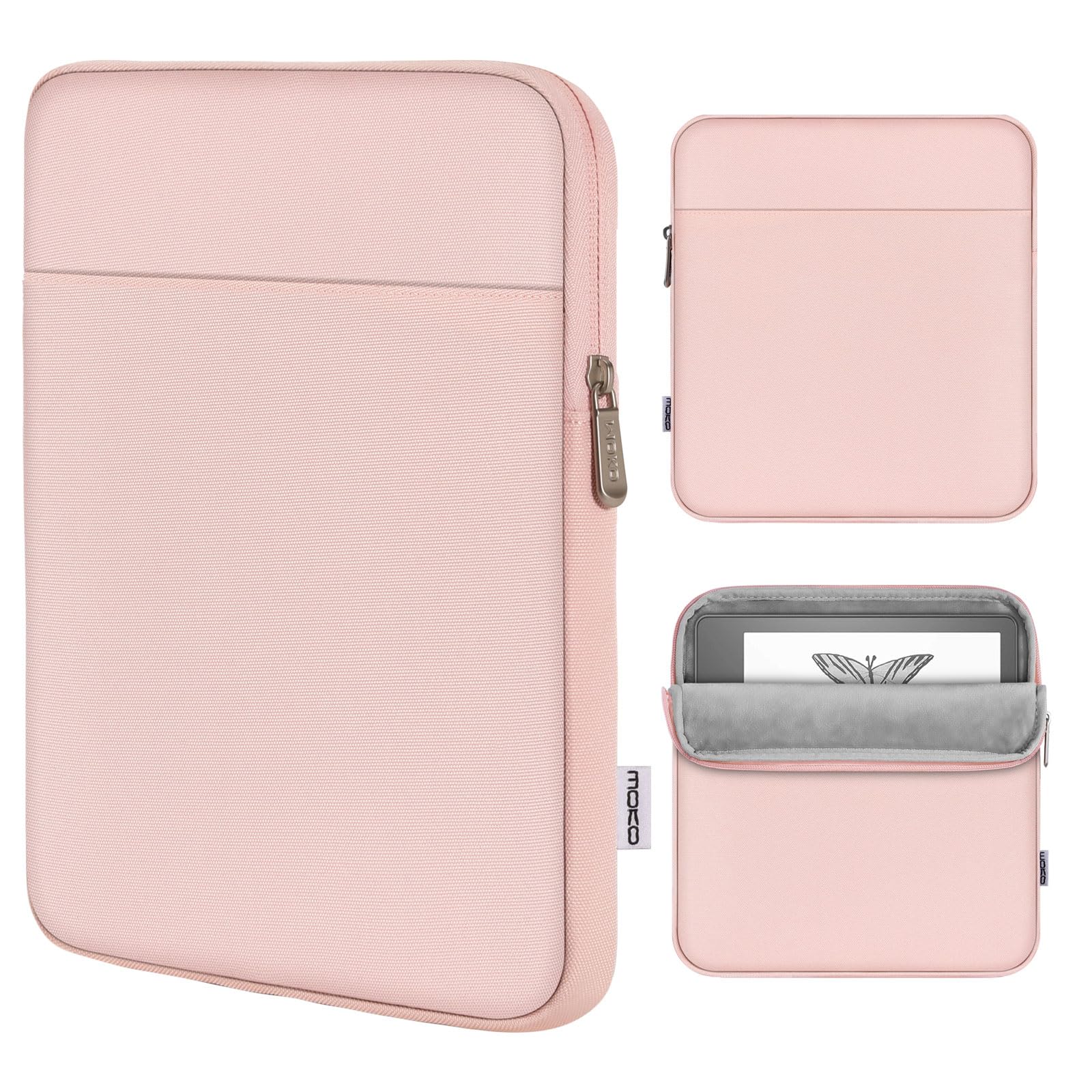 MoKo Kindle Sleeve Compatible with Kindle Scribe 10.2 inch (2024 and 2022 Release), Protective Pouch Bag Case Cover with Dual Pockets and Pen Holder, Scratch-Resistant Soft Fluffy Lining, Pink