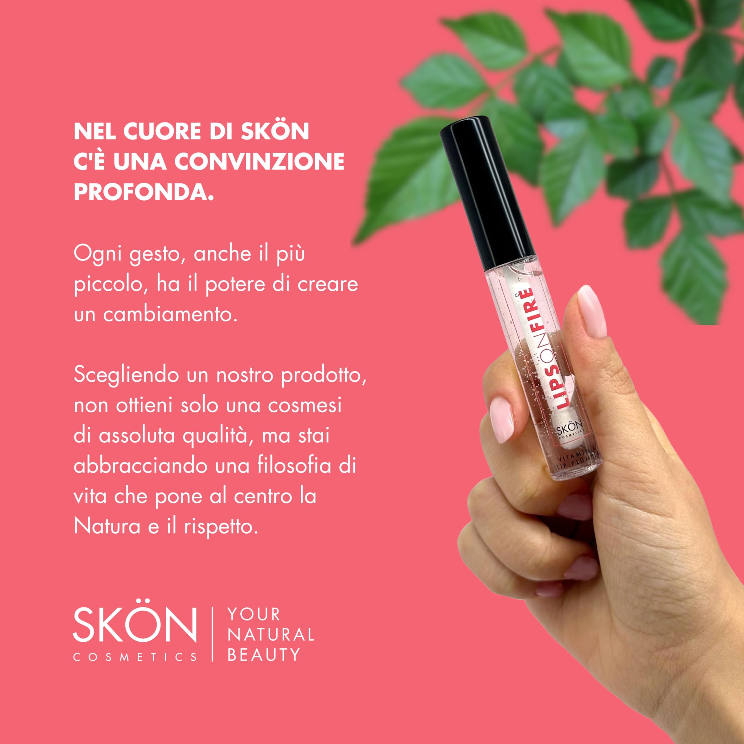 Skön Lips On Fire - Gloss Labbra Volumizzante con Vitamina E e B3, Lip Plumper Nutriente, Dona Volume Immediato e Mantiene le Labbra Morbide e Idratate, Lucidalabbra Rimpolpante, 9 ml, Made in Italy