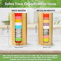 Vista 2 de Tapas de plástico para tarros de masón, 10 unidades con un organizador de tapas de tarro de masón de bambú, a prueba de fugas y ahorro de espacio