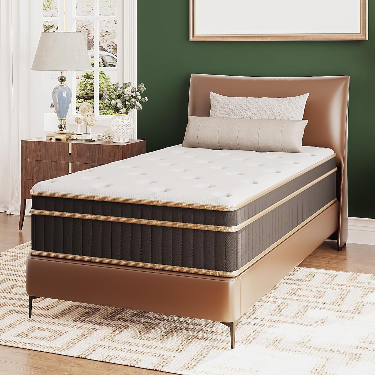 VINGLI 12 Inch Twin XL Mattress for College Students/Young Adults Hybrid Memory Foam in a Box, Individually Wrapped Coils for Motion Isolation/Pressure Relief, Medium Firm,Fiberglass-Free,CertiPUR-US