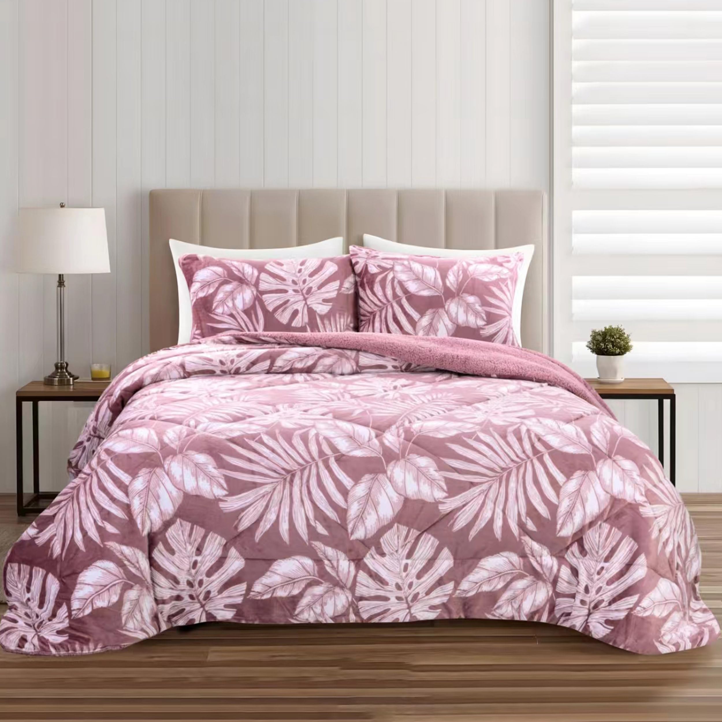 HOMEYA - Edredón Borrego con Estampado 180 x 260 cm para Cama Individual - Edredón Nódico Invierno Cálido y Suave con Relleno de Micro Fibra Poliéster, Edredón Reversible Franle y Sherpa