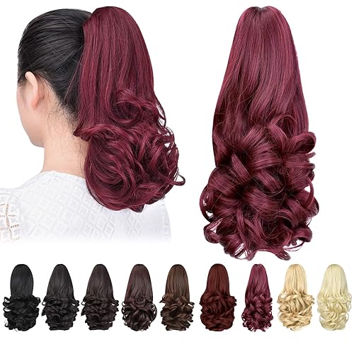 Miniatura 9 de Extensión de cola de caballo, extensiones de cabello con clip de garra de 12 pulgadas, extensiones de cabello corto y rizado, extensión de cabello