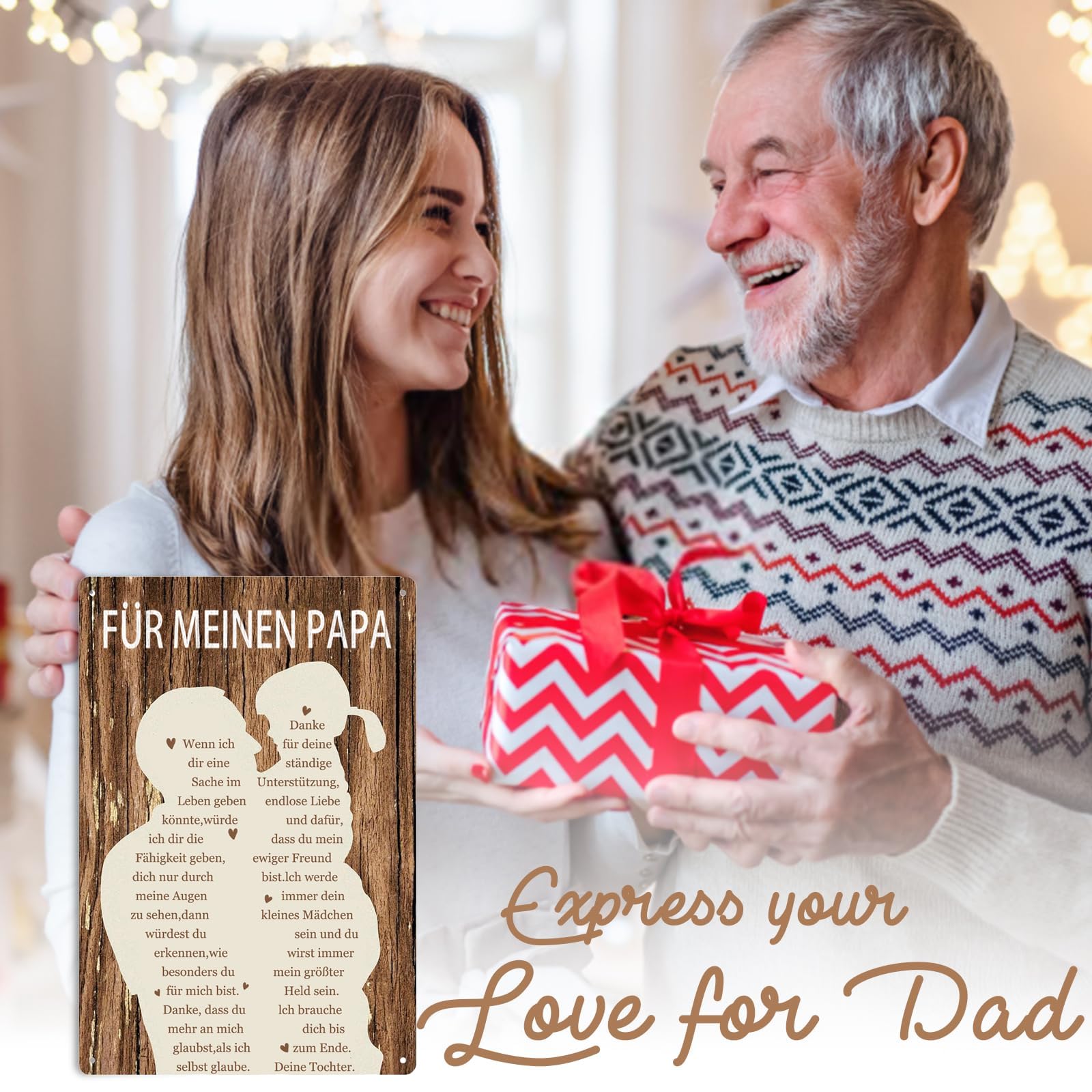 Blechschild „Papa & Tochter Immer Herz An Herz“ – Vintage-Design 20x30 Cm | Witziger Spruch Als Geschenk