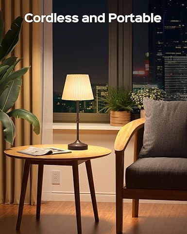 JACKYLED JACKYLED Cordless LED Table Lamp with Dimmer, 3 Colors Touch Lamp, 5400mAh Battery Operated Rechargeable, Wireless Lamp for Bedroom Living Room Kitchen, Oil Rubbed Bronze photo 3