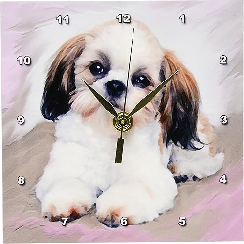 3dRose LLC Shih Tzu Puppy - Reloj de escritorio (6.0 x 6.0 in)