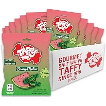 Salt Water Taffy Individually Wrapped Sour Sassy Melon Taffy 3.5 oz Pack of 12 by Taffy Town | Gourmet Saltwater Taffy Candy Bulk Pack| Made in USA