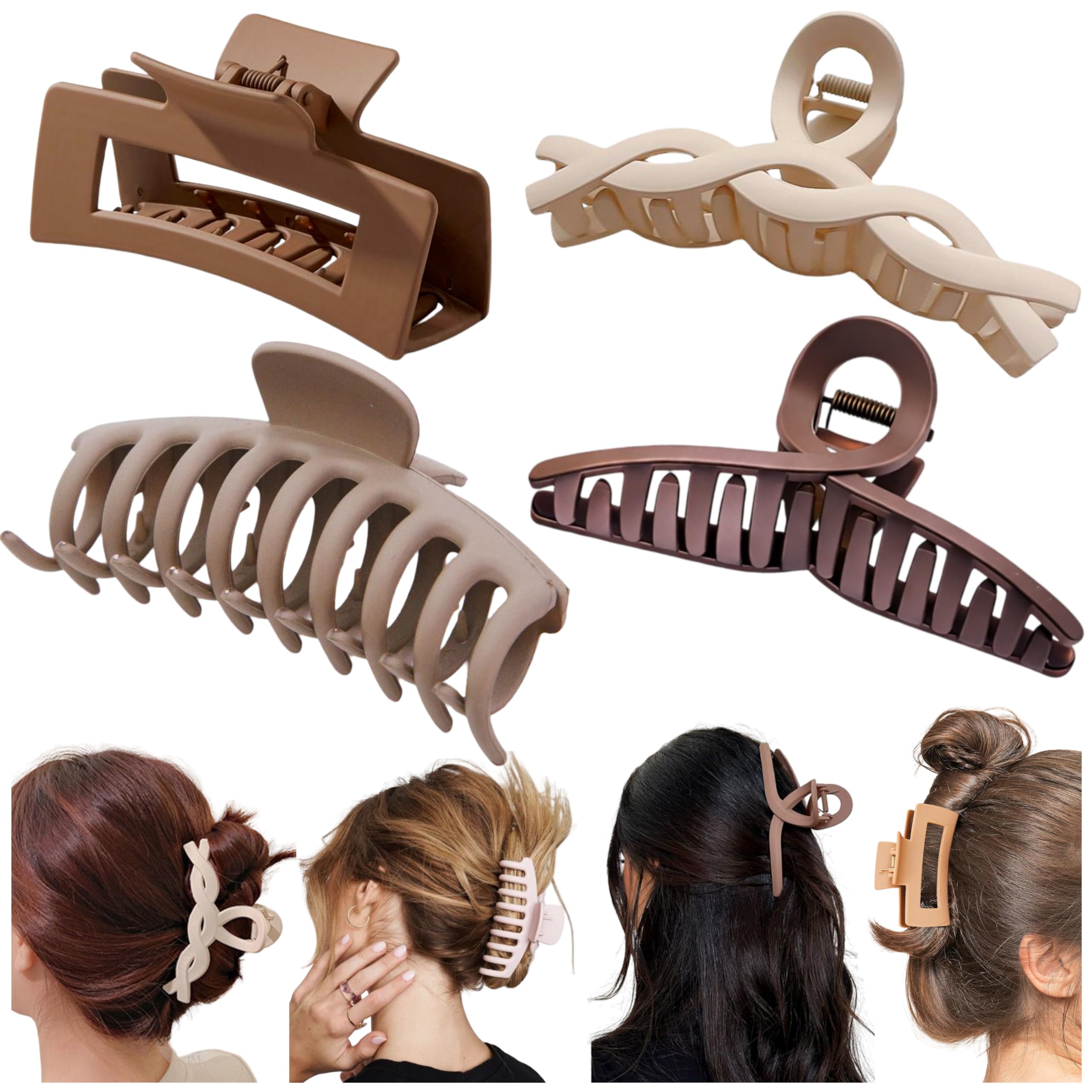 ZOSH Hair Clutcher for Women & Girls – Pack of 4 (Assorted) | Medium Size | Strong Grip | Non-Slip Smooth Matte Finish | Multiple Colors | Perfect for Daily, Casual & Formal Hairstyles-image-34
