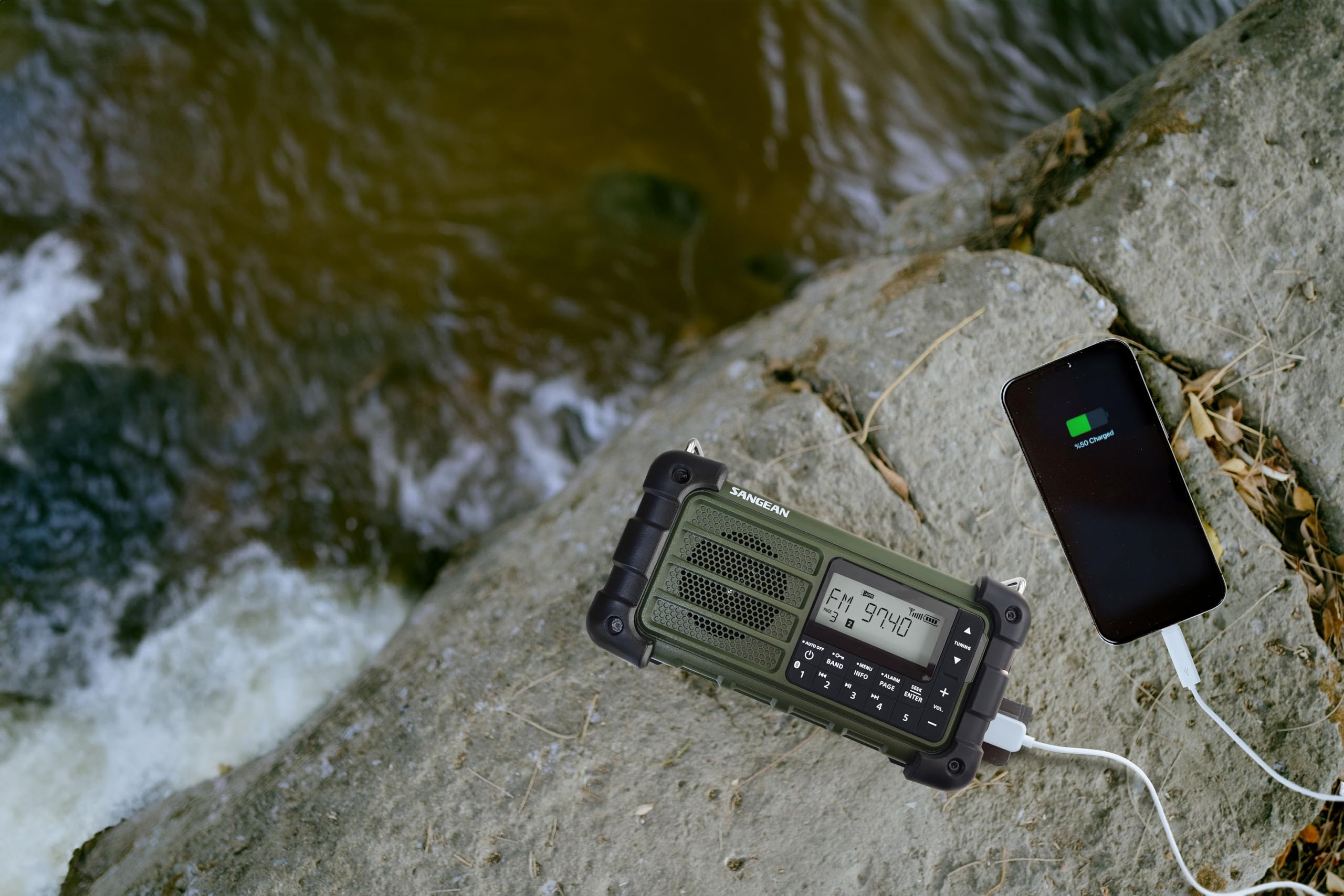 Sangean MMR-99 Zewnętrzne radio FM, radio awaryjne, panel słoneczny Bluetooth, odporny na zachlapanie, ST
